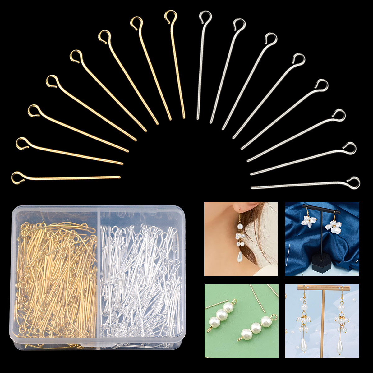 Jewelry Making Online - 200 buah 28mm warna emas 9-pin