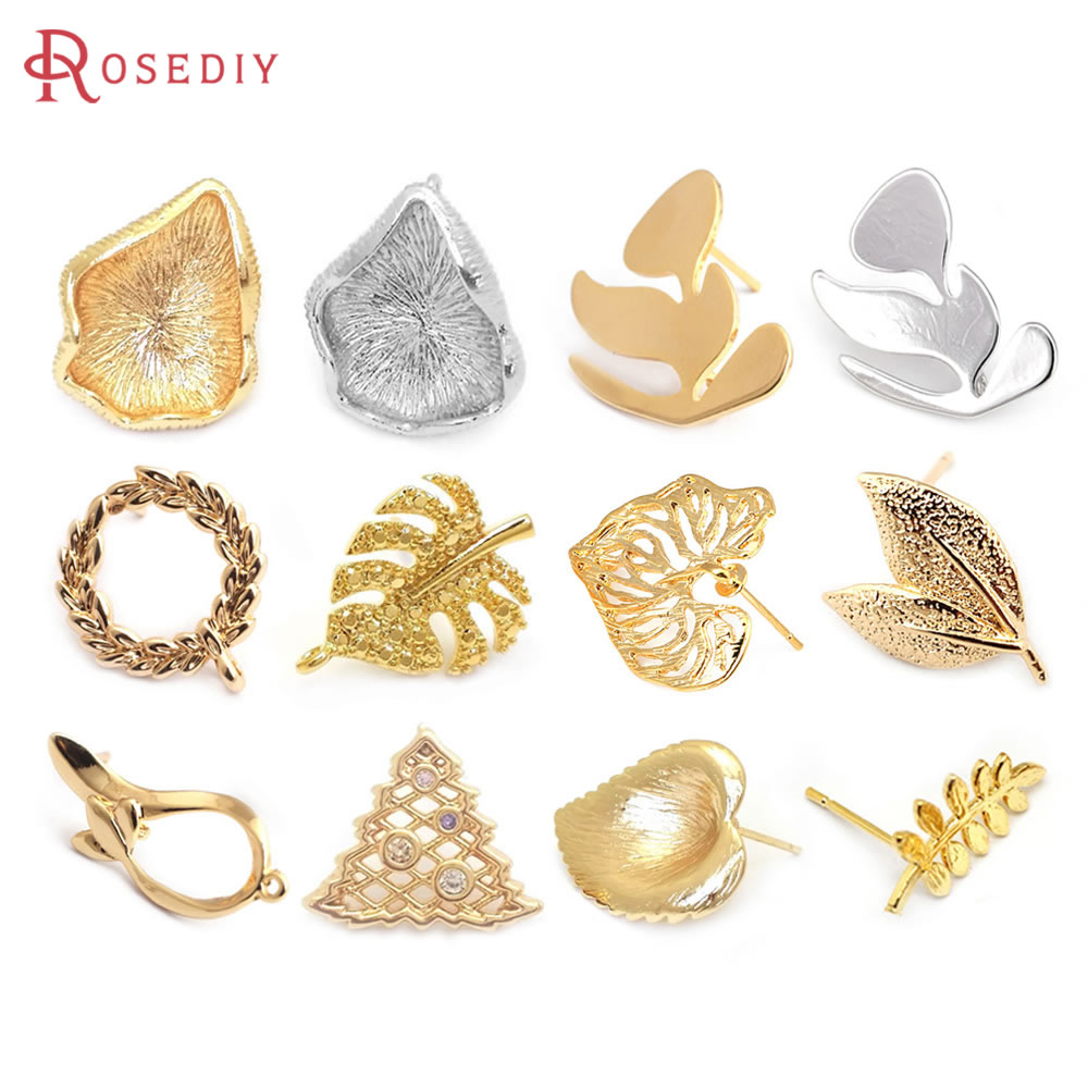 Jewelry Making Earring Supplies - 18K warna emas kuningan daun teratai