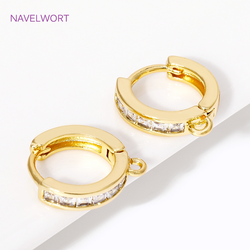 Jewelry Making Earring Supplies - Penjepit Anting Bulat Berlapis Emas 18K