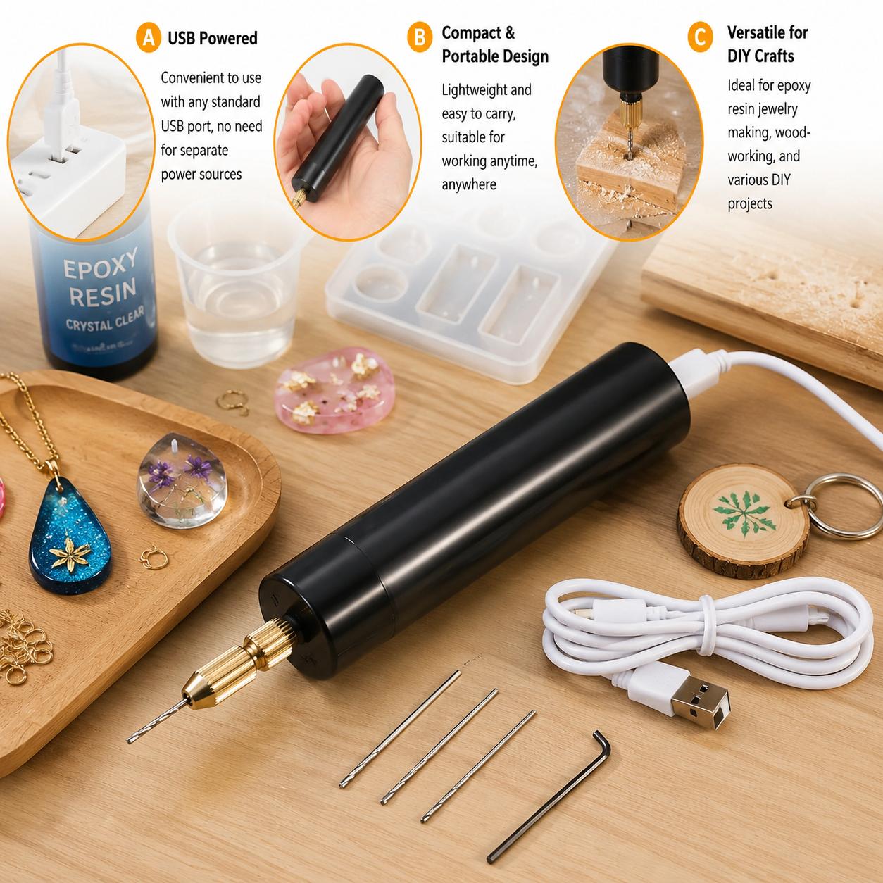 Jewelry Making Dc - Bor Listrik Mini Bertenaga USB, Alat