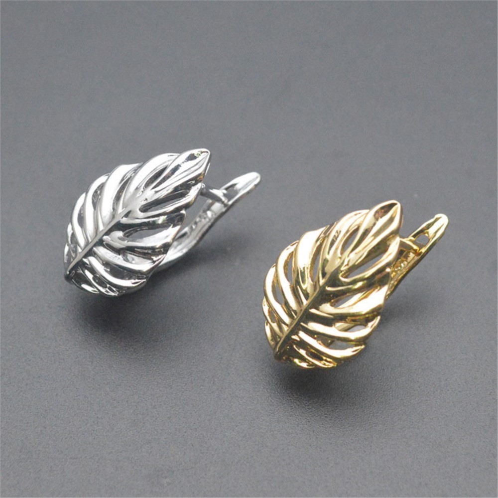 Jewelry Making Earring Supplies - 1/2Pcs Pengait Anting Berbentuk Daun Berongga