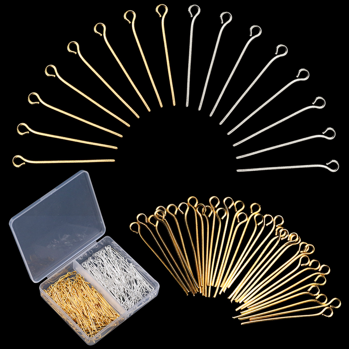 200 buah 28mm warna emas 9-pin - Jewelry Making Online ulasan dan harga