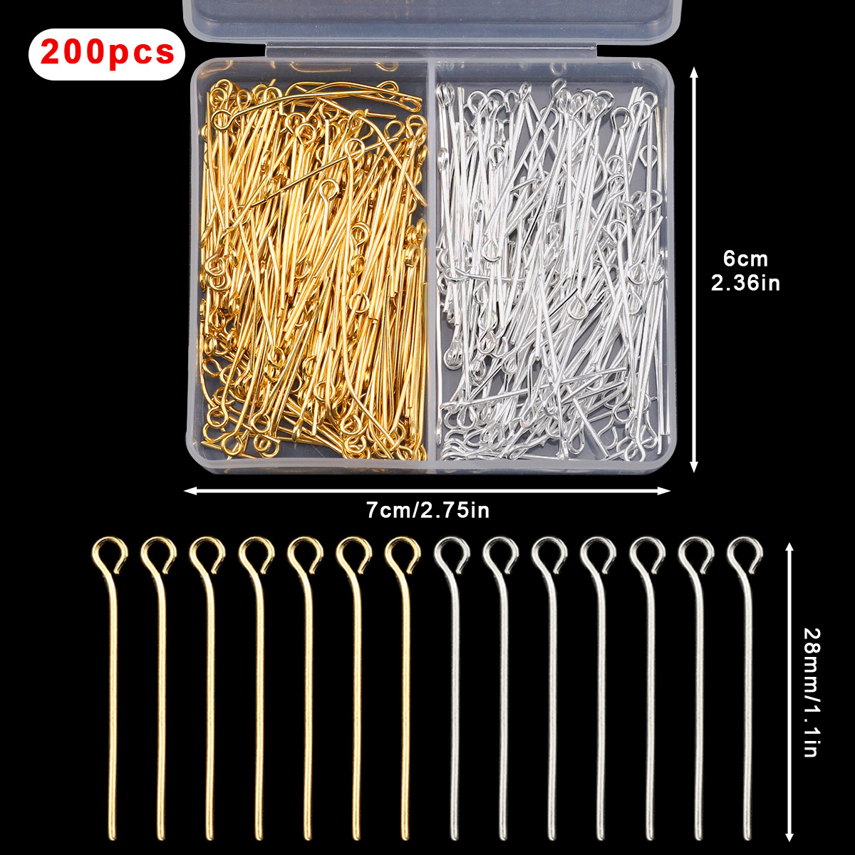 200 buah 28mm warna emas 9-pin - Jewelry Making Online ulasan dan harga