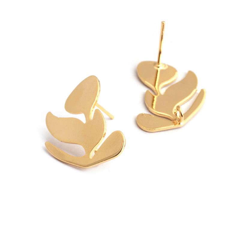 18K warna emas kuningan daun t - Jewelry Making Earring Supplies ulasan dan harga